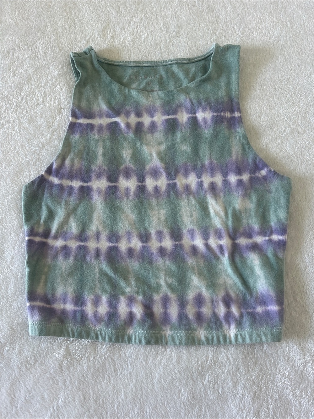 Aeropostale Sage Green & Lavender Tie-Dye Crop Tank